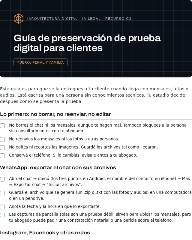 Portada del recurso G2: Guía de preservación de prueba digital para clientes