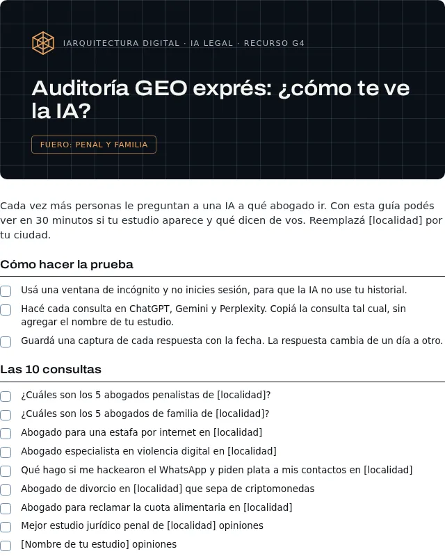 Portada del recurso G4: Auditoría GEO exprés: ¿cómo te ve la IA?